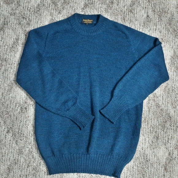 James Smart Sweater Sz 42 Solid Green Pure Wool - Picture 1 of 4